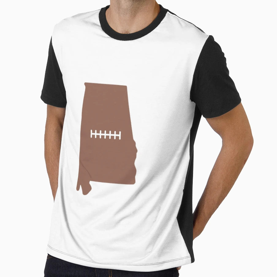 Alabama State Outline Football Stitch T-Shirt - Minimalist Print Men Women - T-Shirt, Sweatshirt, Hoodie
