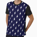 Lightning Bolts White Navy Blue T-Shirt - Trendy Graphic Unisex - T-Shirt, Sweatshirt, Hoodie