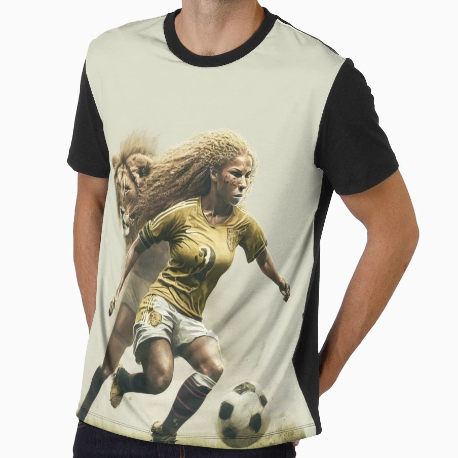Lioness Footballer World Cup Womens T-Shirt - Custom Art Print Unisex - T-Shirt, Sweatshirt, Hoodie