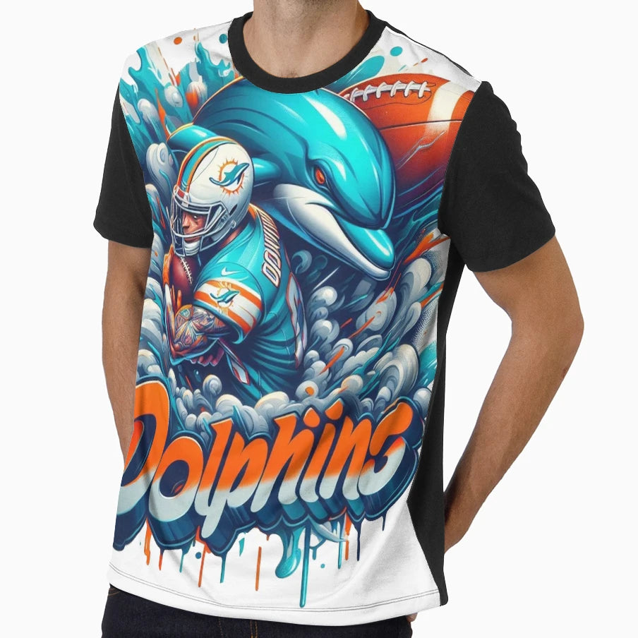 Miami Dolphins Graffiti T-Shirt - Unique Graphic for Adults - T-Shirt, Sweatshirt, Hoodie