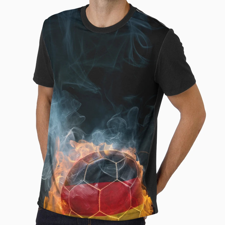 Burning Football Germany T-Shirt - Casual Everyday Wear Men Women - T-Shirt, Sweatshirt, Hoodie