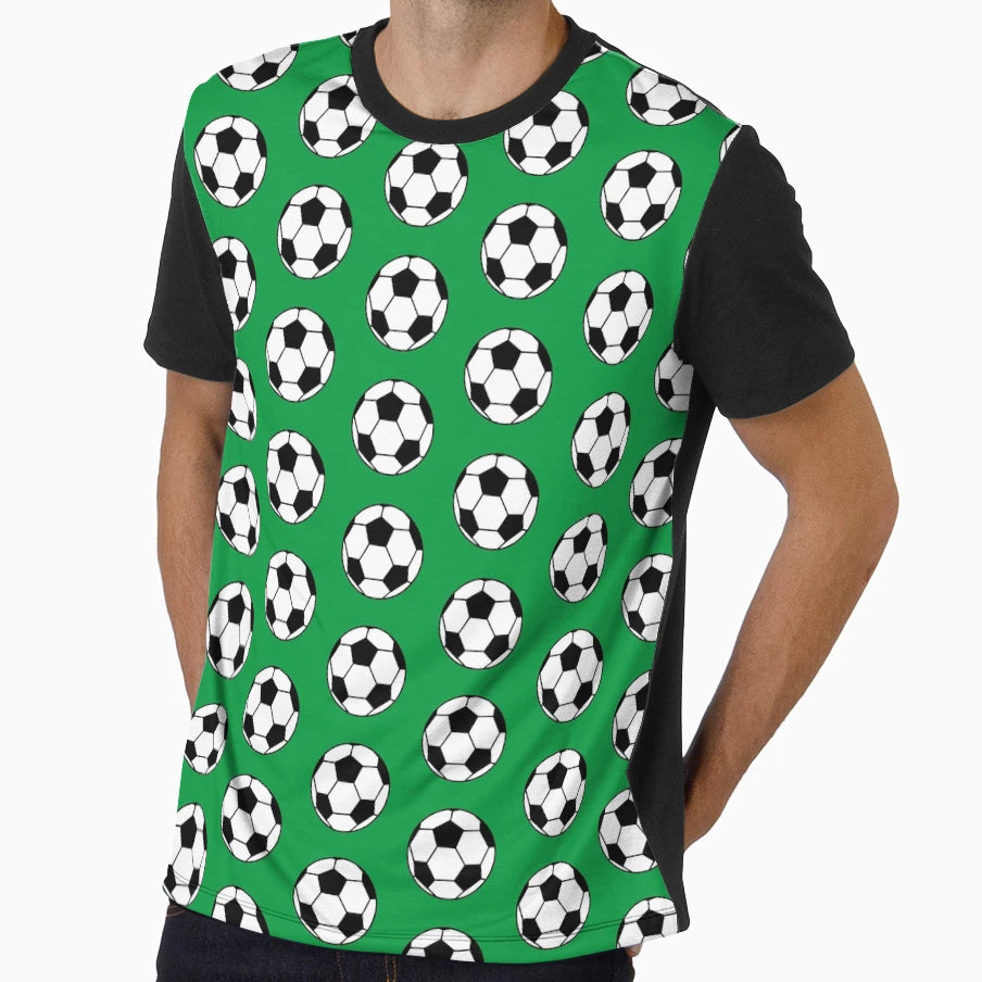 Soccer Ball Pattern Green Futbol Gift T-Shirt - Fun Novelty Design Unisex - T-Shirt, Sweatshirt, Hoodie