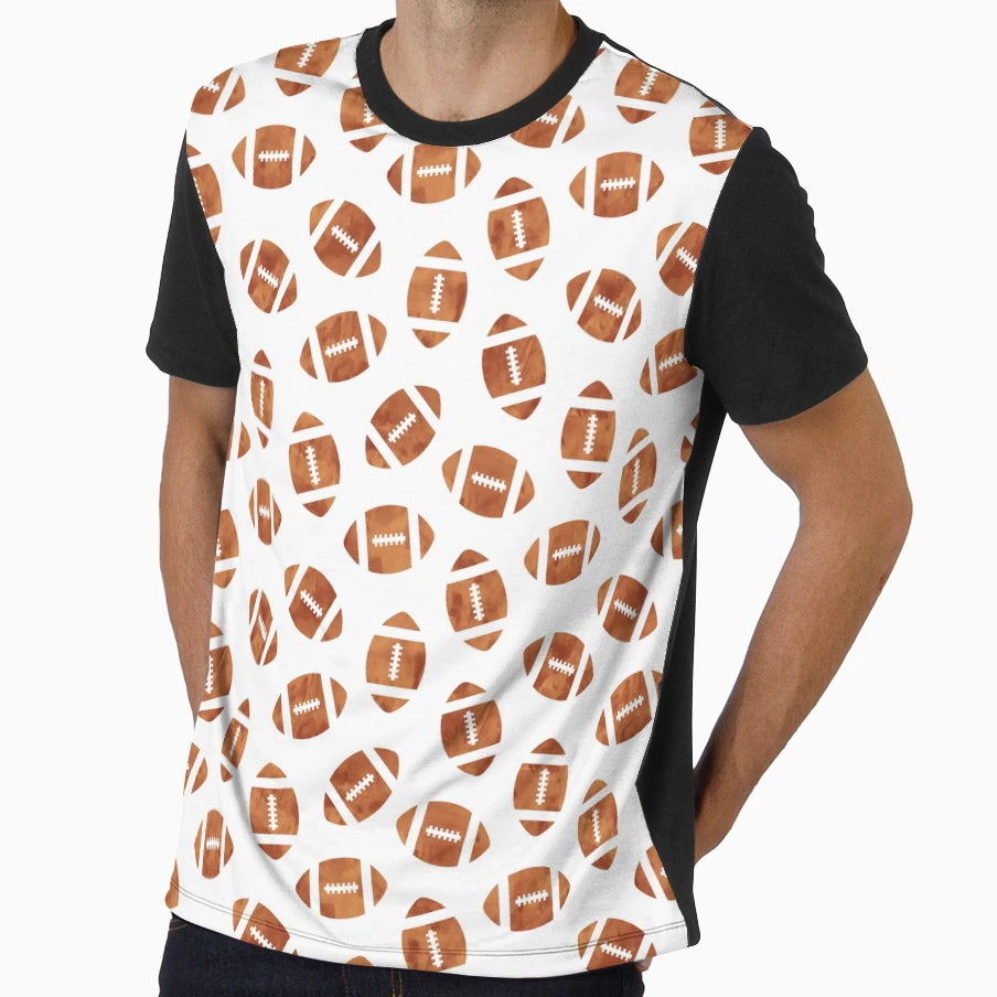 Watercolor Footballs T-Shirt - Graphic Print Men Women - T-Shirt, Sweatshirt, Hoodie