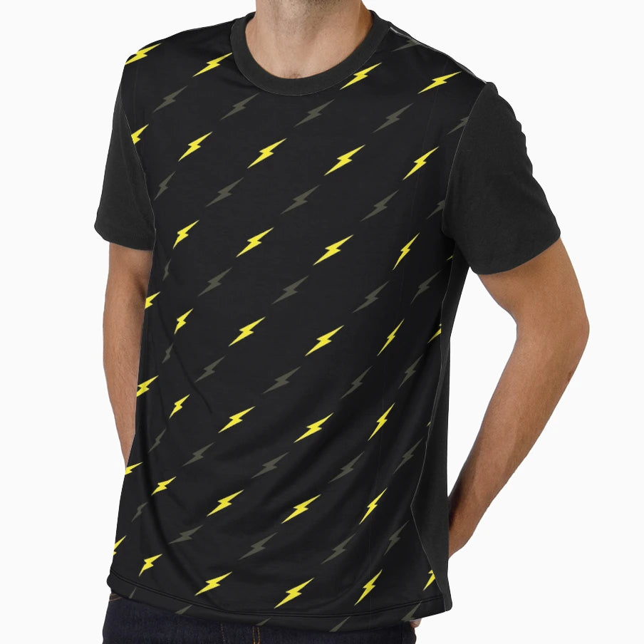 Yellow Electric Thunderbolts Black T-Shirt - Aesthetic Graphic Men Women - T-Shirt, Sweatshirt, Hoodie
