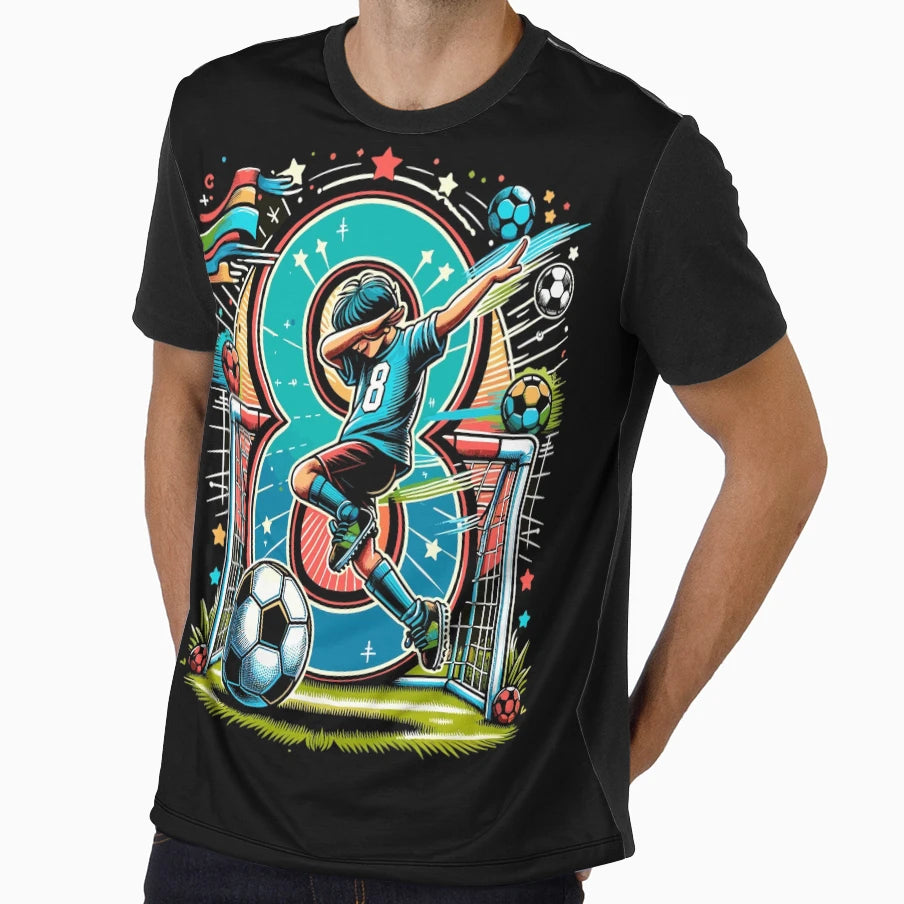 8 Year Old Young Football Birthday T-Shirt - Aesthetic Graphic Unisex - T-Shirt, Sweatshirt, Hoodie