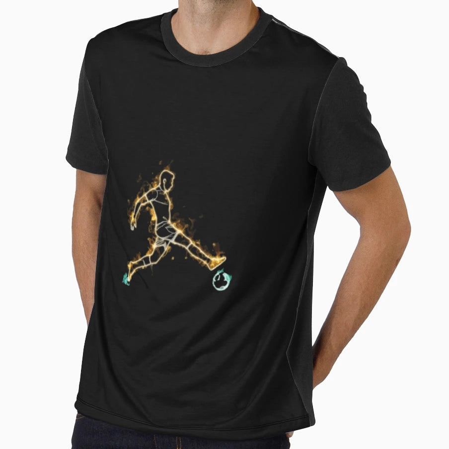 Burning Gold Neon Soccer Kick T-Shirt - Fun Novelty Design for Adults - T-Shirt, Sweatshirt, Hoodie