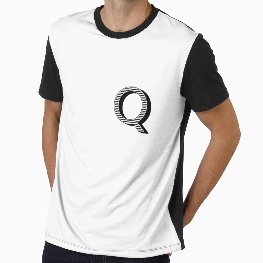 Striking Stripes Letter Q Capital T-Shirt - Novelty Apparel Men Women - T-Shirt, Sweatshirt, Hoodie