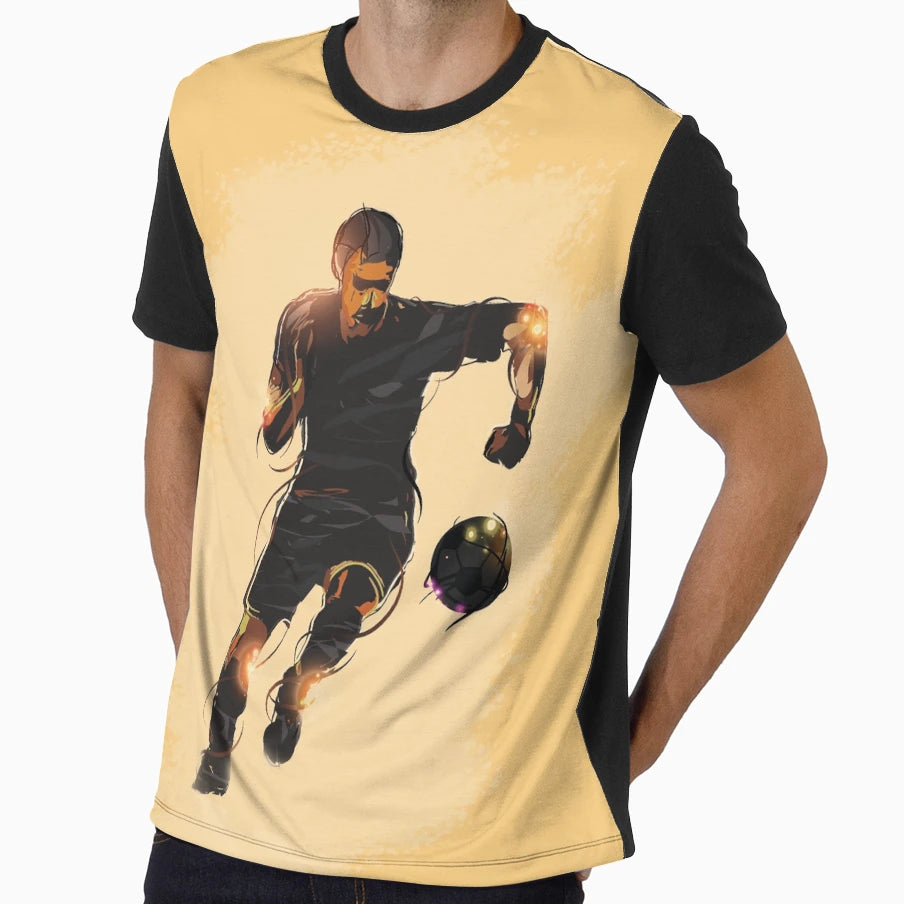 Footballer Running Ball T-Shirt - Aesthetic Graphic for Adults - T-Shirt, Sweatshirt, Hoodie