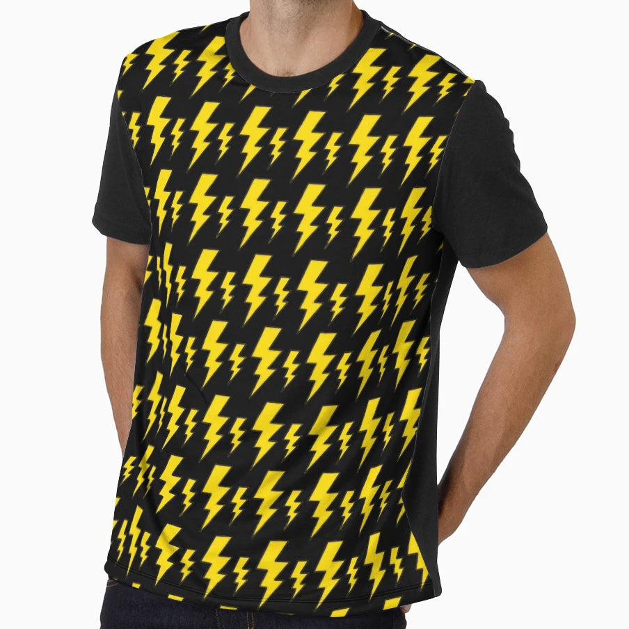 Cartoon Lightning Bolts Yellow Black T-Shirt - Novelty Apparel Men Women - T-Shirt, Sweatshirt, Hoodie