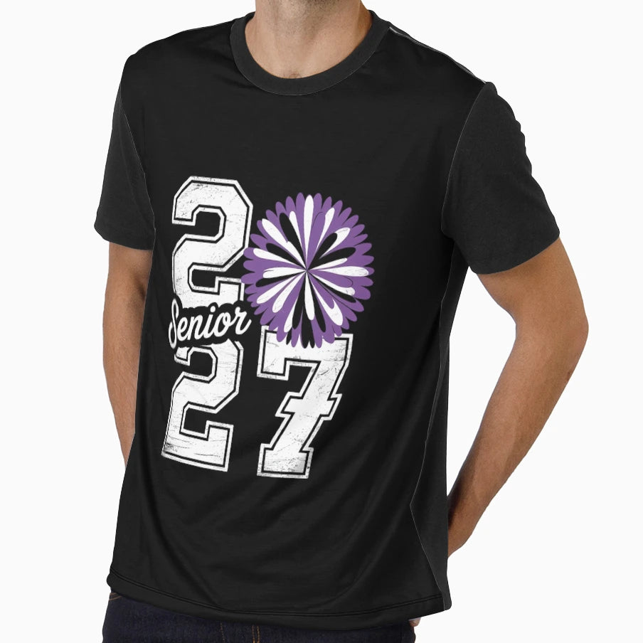 Class 2027 Cheer Purple Senior 2027 T-Shirt - Fun Novelty Design Unisex - T-Shirt, Sweatshirt, Hoodie
