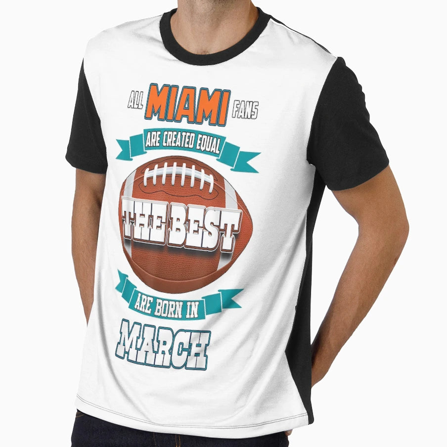 Miami Football Womens March Birthday T-Shirt - Trendy Graphic Men Women - T-Shirt, Sweatshirt, Hoodie