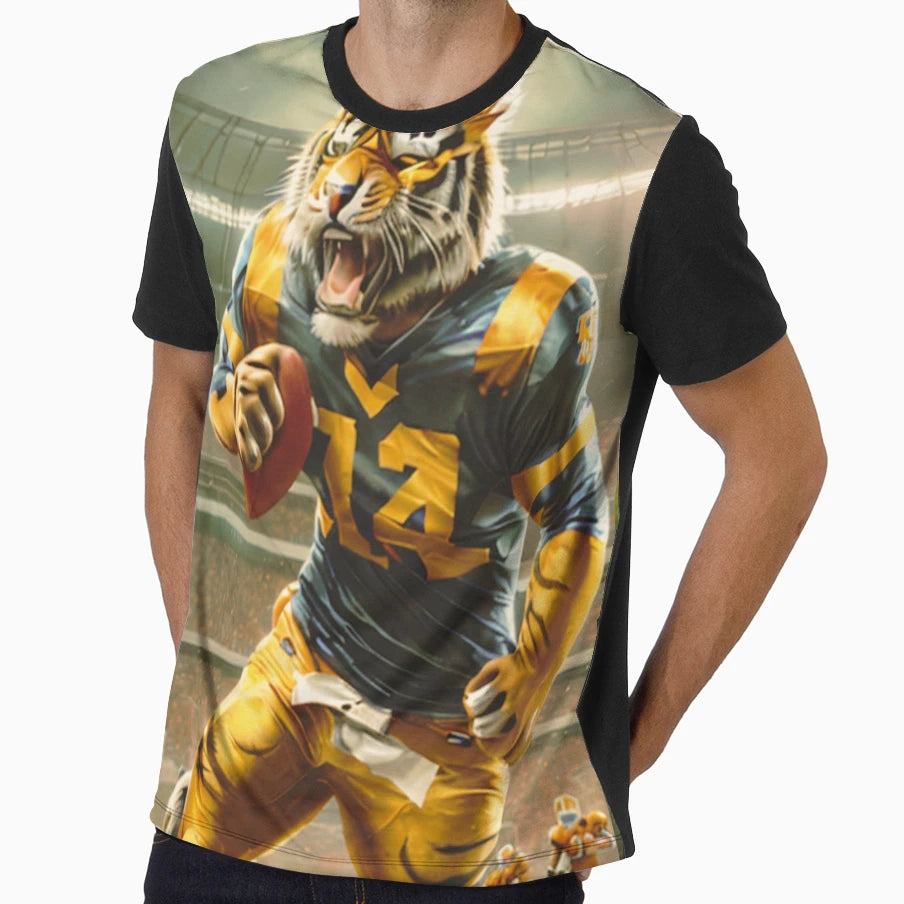 And Angry Tiger Playing American T-Shirt - Casual Everyday Wear Men Women - T-Shirt, Sweatshirt, Hoodie