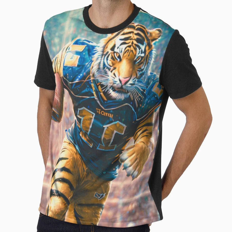 And Angry Tiger Playing American T-Shirt - Casual Everyday Wear for Adults - T-Shirt, Sweatshirt, Hoodie
