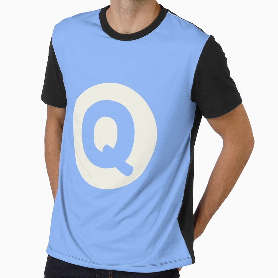 Letter Q Blue T-Shirt - Fun Novelty Design Unisex - T-Shirt, Sweatshirt, Hoodie
