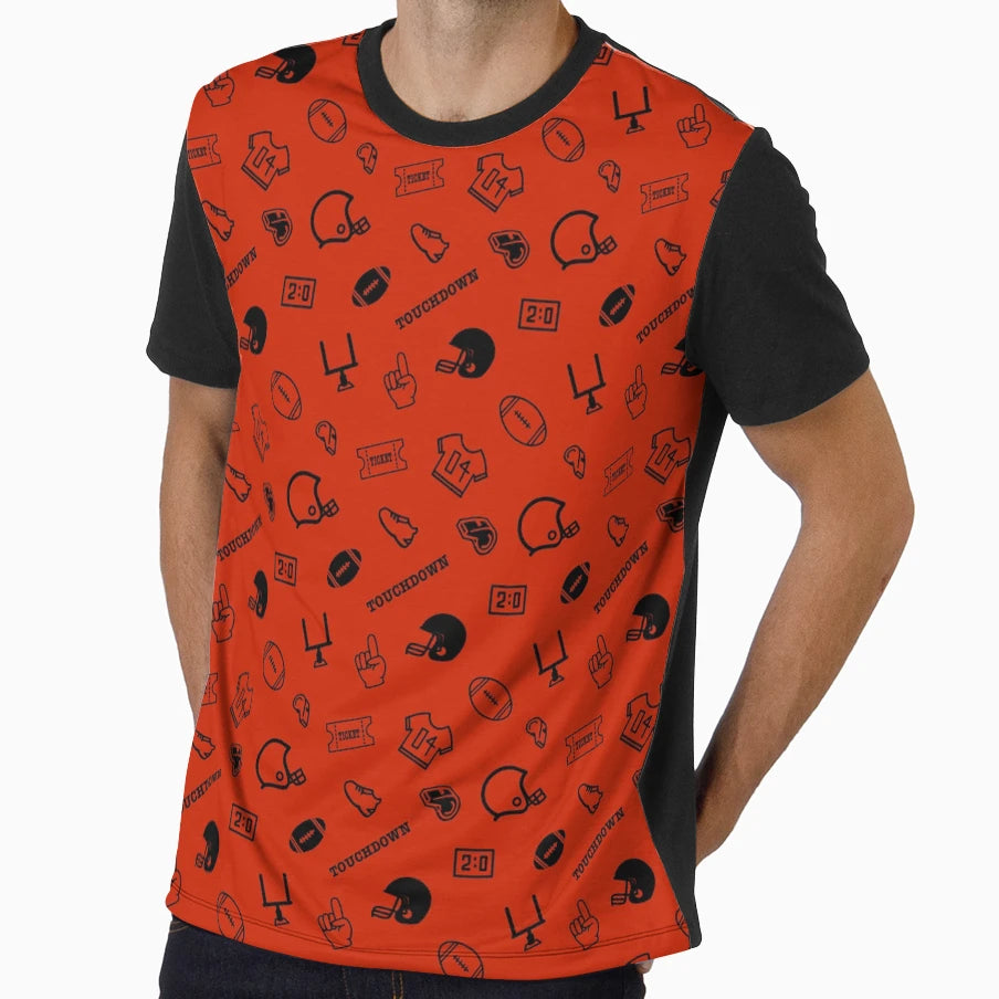 Football Theme Fan Pattern Black Red Version T-Shirt - Graphic Print Unisex - T-Shirt, Sweatshirt, Hoodie
