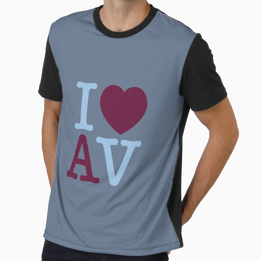 I Love Aston Villa T-Shirt - Novelty Apparel for Adults - T-Shirt, Sweatshirt, Hoodie