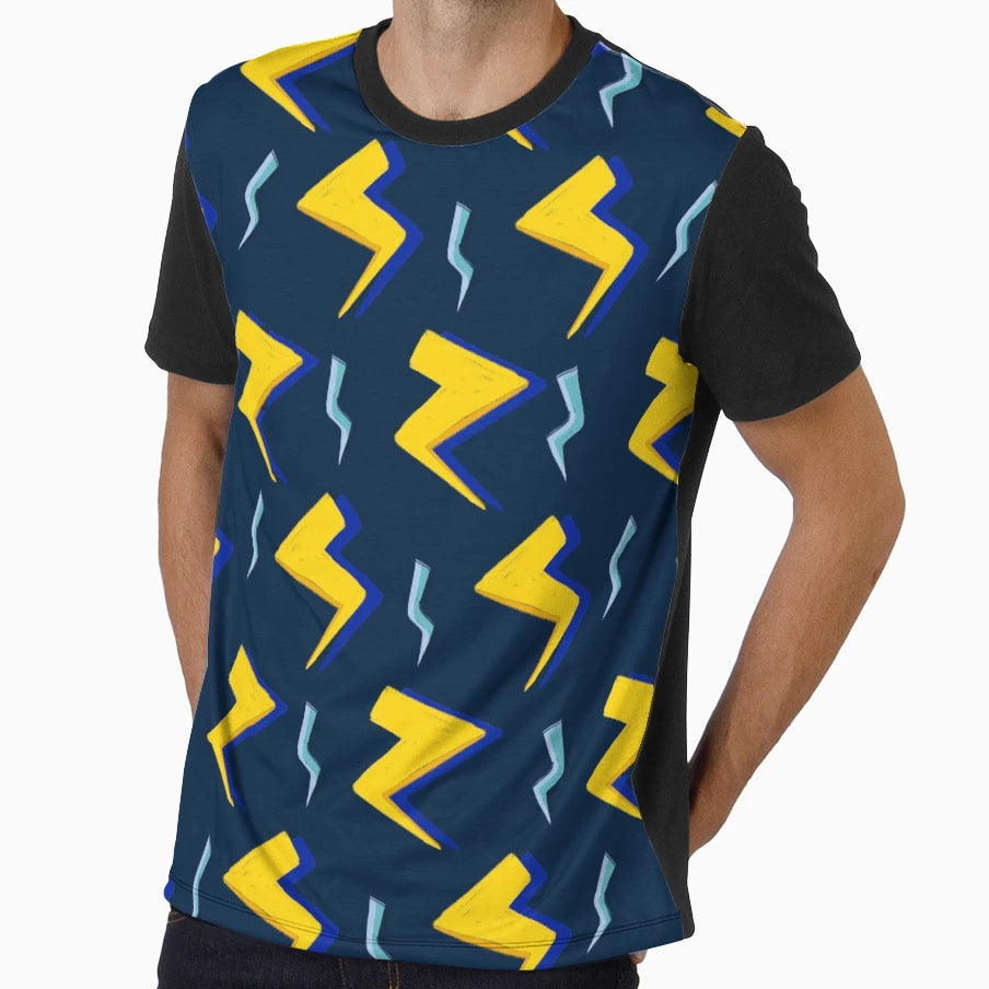 Yellow And Blue Lightning Bolt T-Shirt - Casual Everyday Wear Men Women - T-Shirt, Sweatshirt, Hoodie