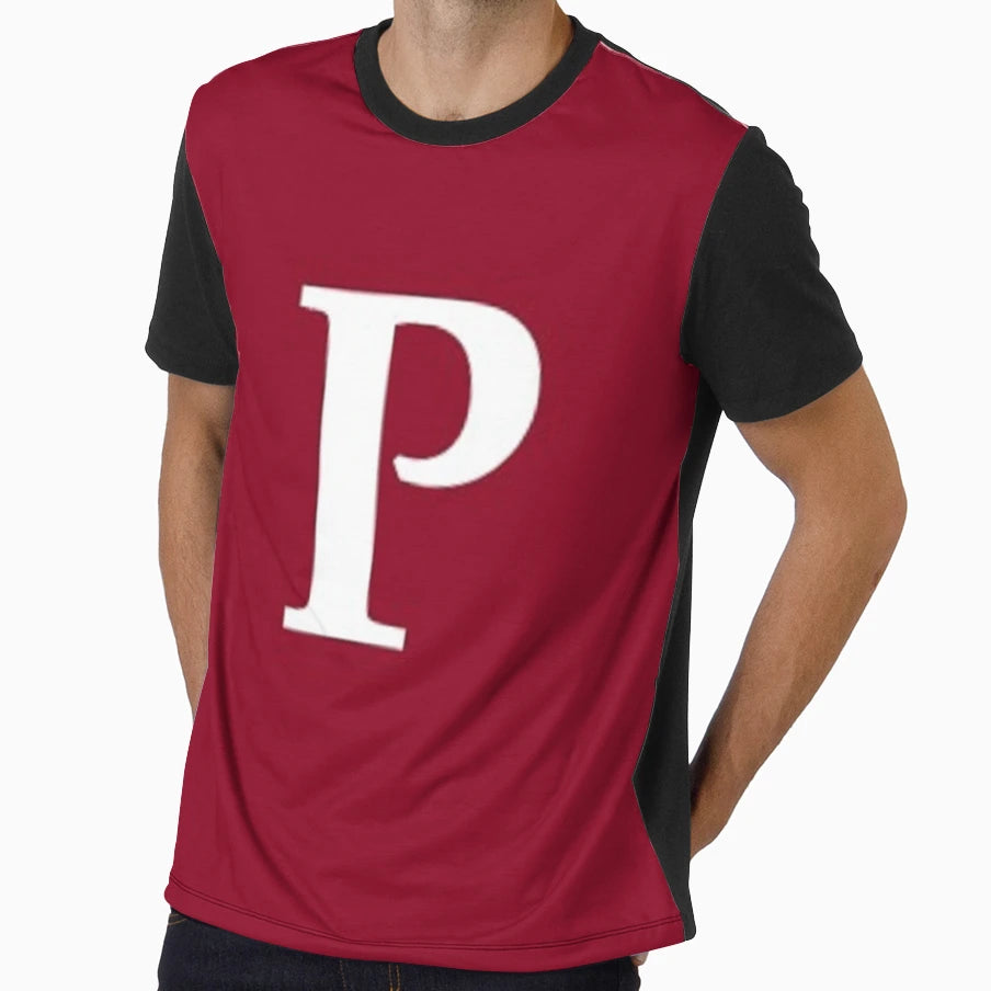 Letter P Maroon T-Shirt - Minimalist Print for Adults - T-Shirt, Sweatshirt, Hoodie