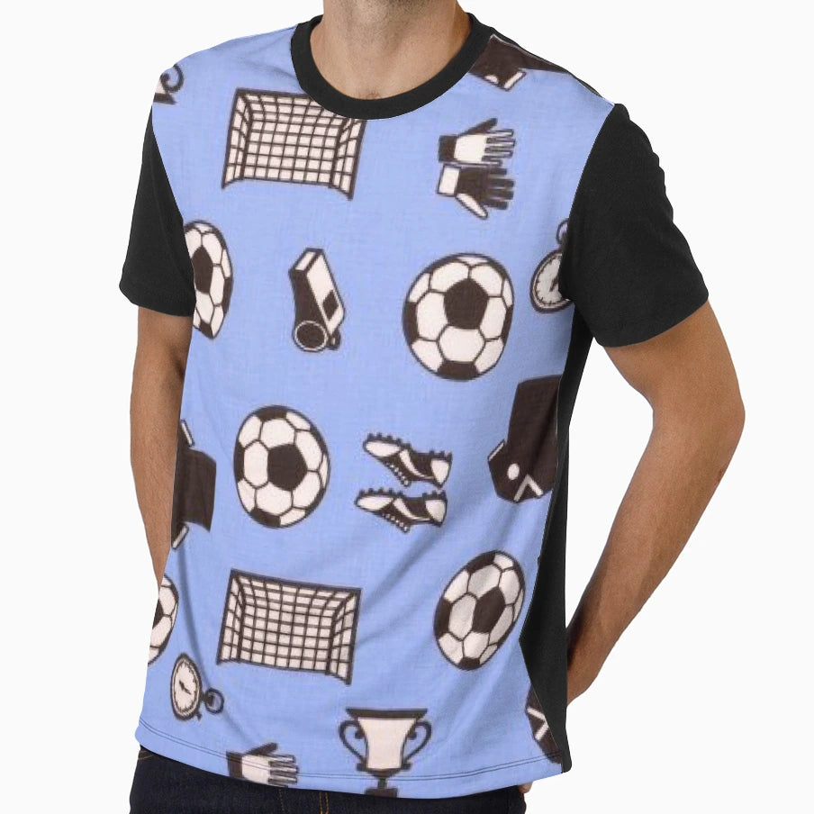 Cotton Fabric Printed Football Pattern T-Shirt - Unique Graphic Men Women - T-Shirt, Sweatshirt, Hoodie