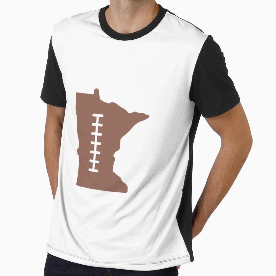 Minnesota State Outline Football Stitch T-Shirt - Unique Graphic Unisex - T-Shirt, Sweatshirt, Hoodie