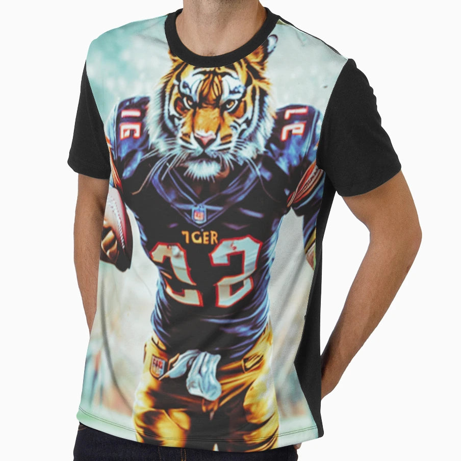 And Angry Tiger Playing American T-Shirt - Fun Novelty Design for Adults - T-Shirt, Sweatshirt, Hoodie