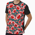 Red White Grey Footballs T-Shirt - Aesthetic Graphic for Adults - T-Shirt, Sweatshirt, Hoodie