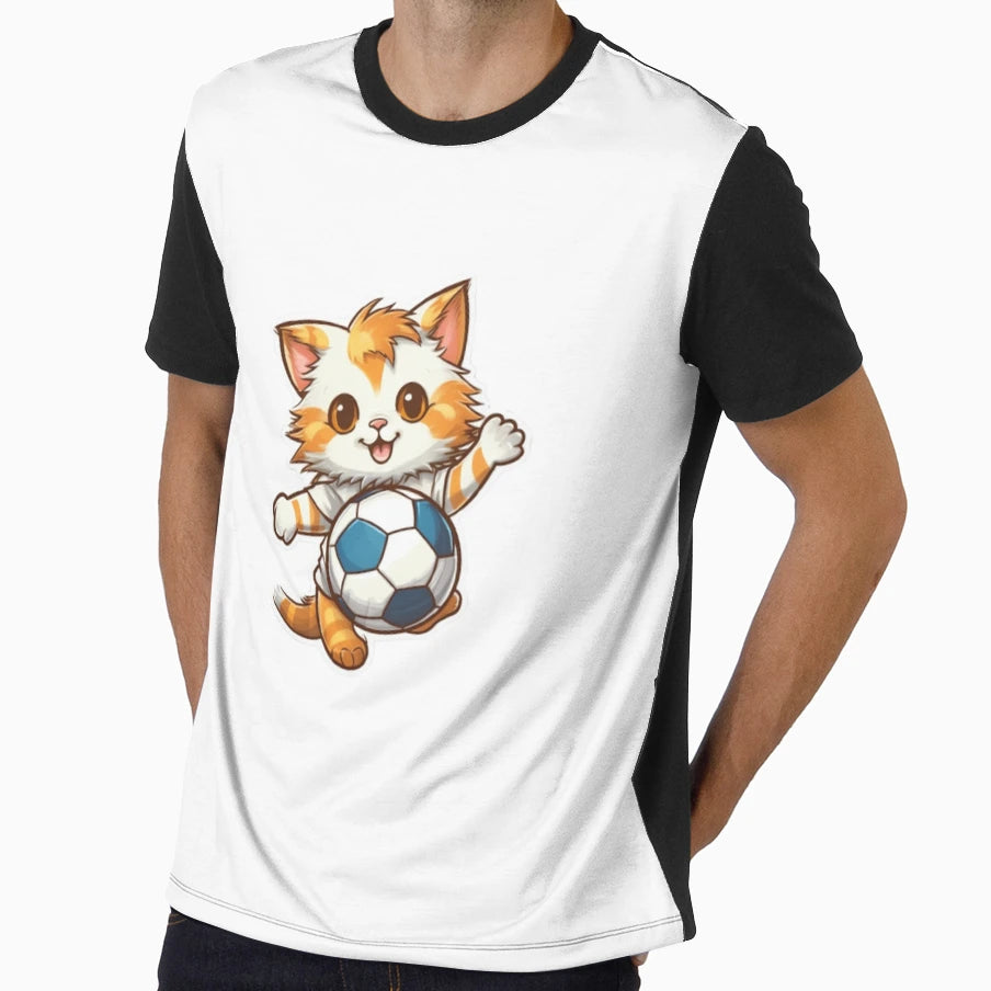 Cat Playing Football T-Shirt - Novelty Apparel Men Women - T-Shirt, Sweatshirt, Hoodie