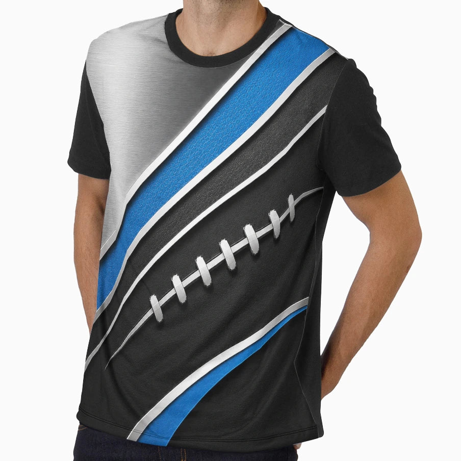 Electric Midnight Blue Black Football T-Shirt - Unique Graphic Men Women - T-Shirt, Sweatshirt, Hoodie
