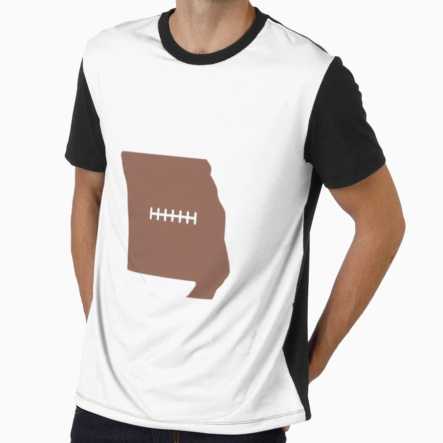 Missouri State Outline Football Stitch T-Shirt - Graphic Print Unisex - T-Shirt, Sweatshirt, Hoodie