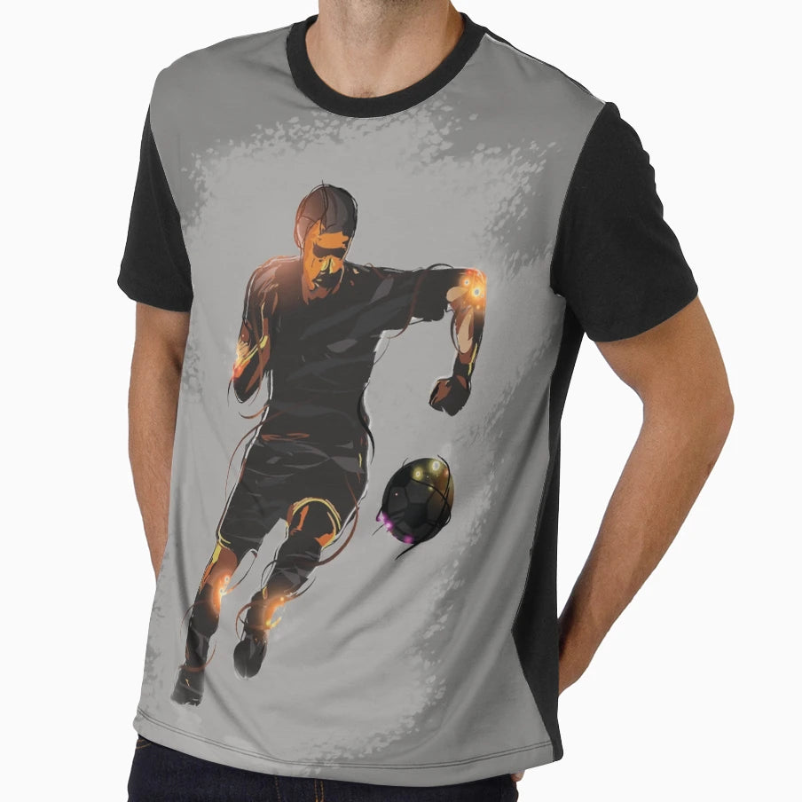 Footballer Running Ball T-Shirt - Unique Graphic Unisex - T-Shirt, Sweatshirt, Hoodie