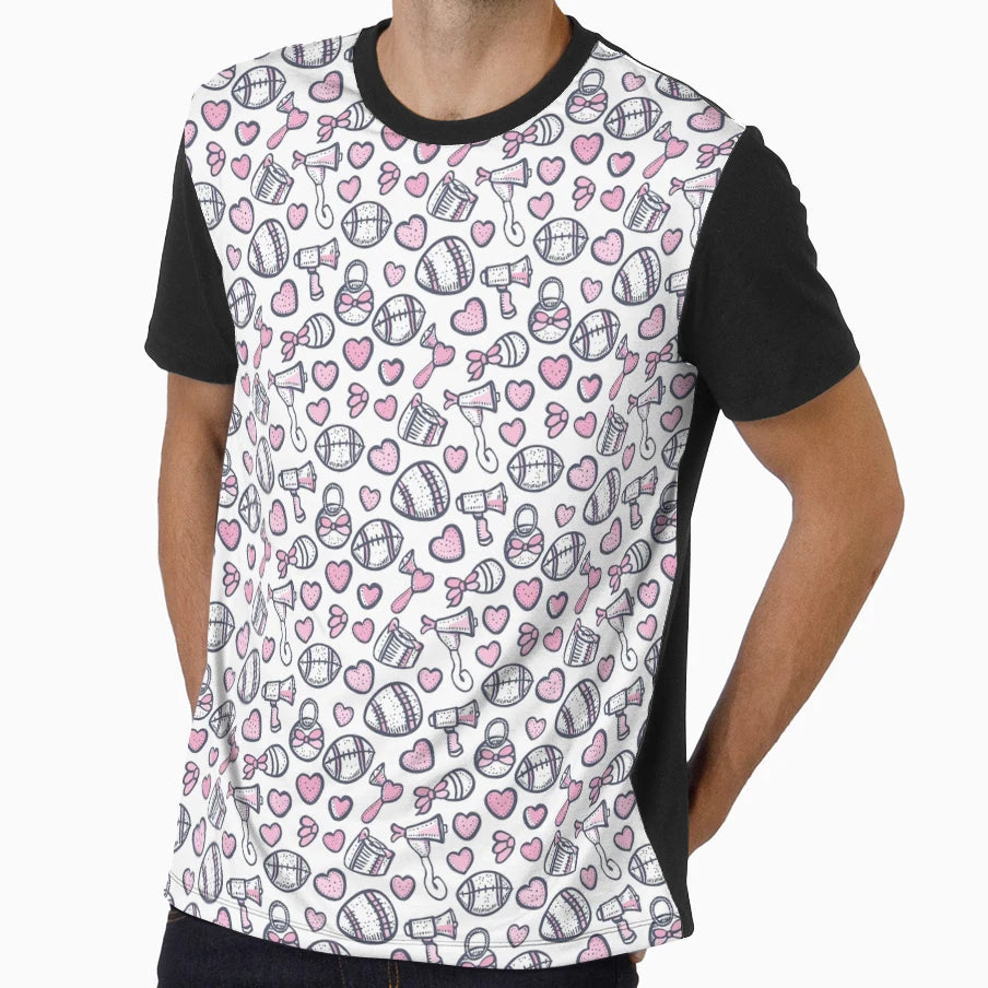 Girly Football And Cheer Bow Seamless T-Shirt - Minimalist Print Unisex - T-Shirt, Sweatshirt, Hoodie