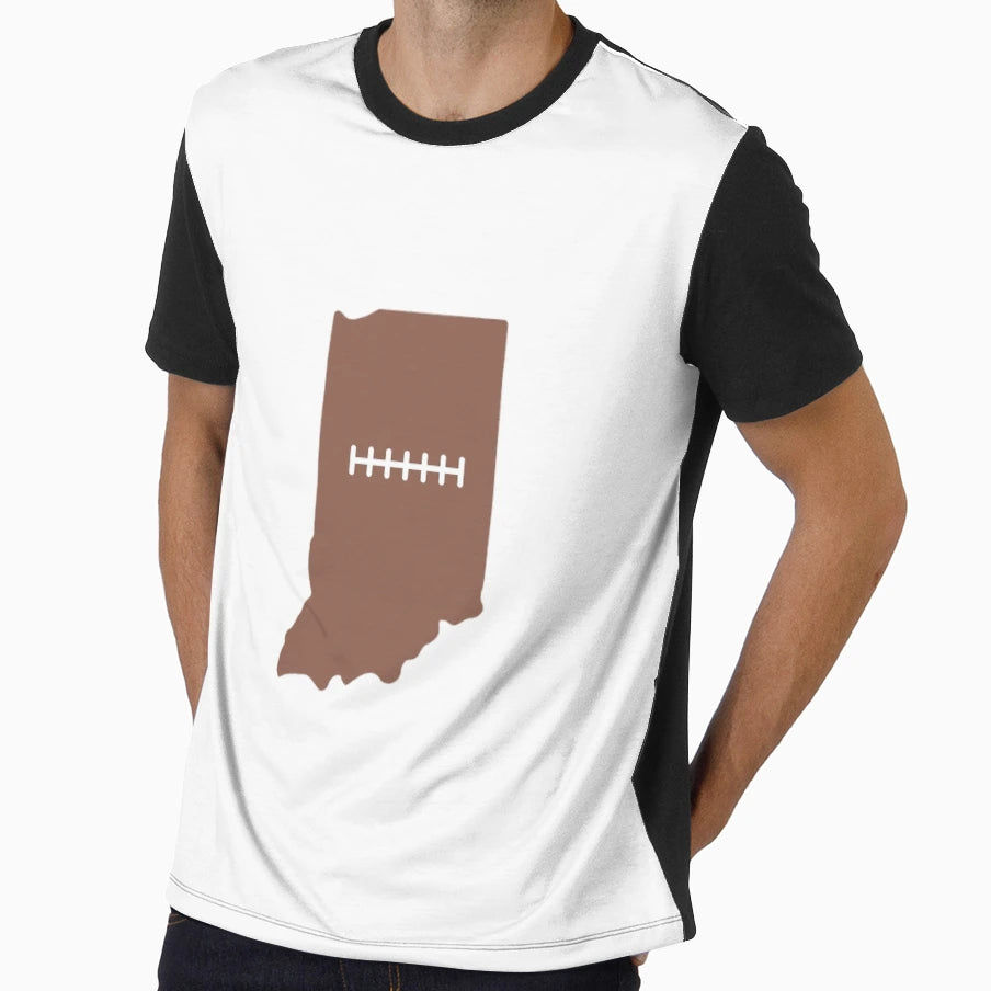 Indiana State Outline Football Stitch T-Shirt - Streetwear Style Men Women - T-Shirt, Sweatshirt, Hoodie