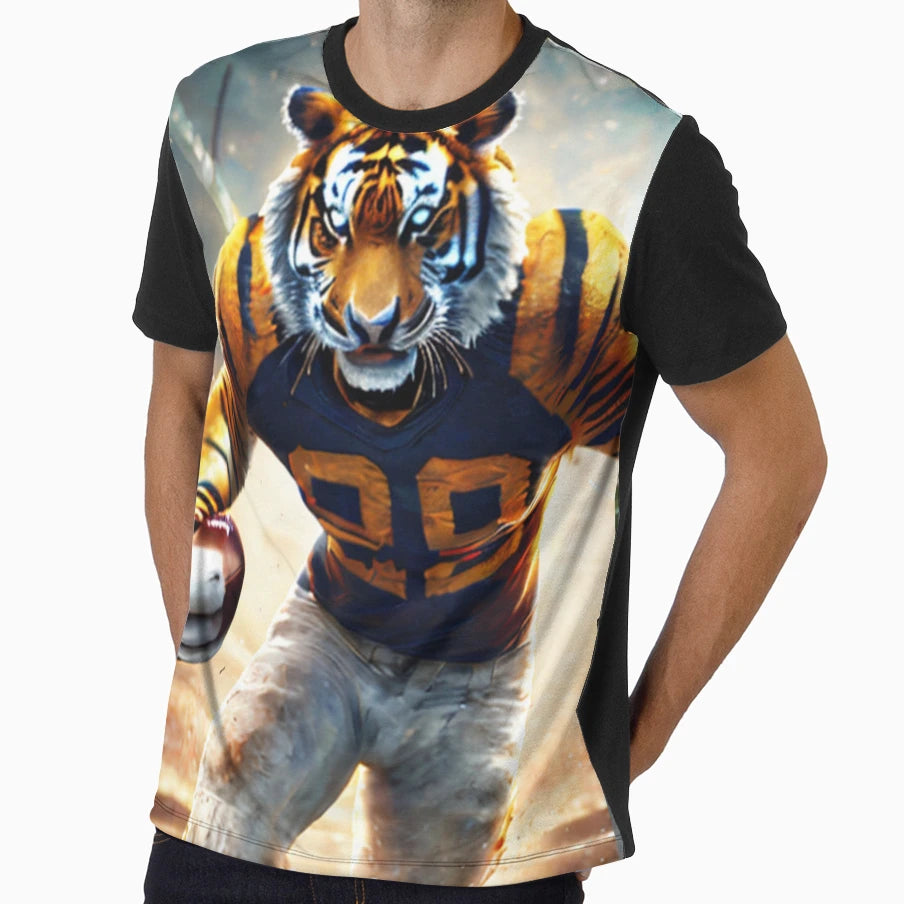 And Angry Tiger Playing American T-Shirt - Minimalist Print for Adults - T-Shirt, Sweatshirt, Hoodie