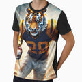 And Angry Tiger Playing American T-Shirt - Minimalist Print for Adults - T-Shirt, Sweatshirt, Hoodie