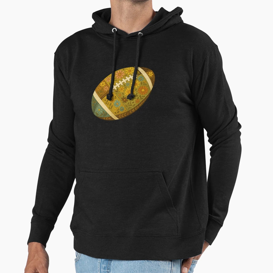 Floral Football Autumn Boho Game Day Art Hoodie - Trendy Graphic Unisex - T-Shirt, Sweatshirt, Hoodie