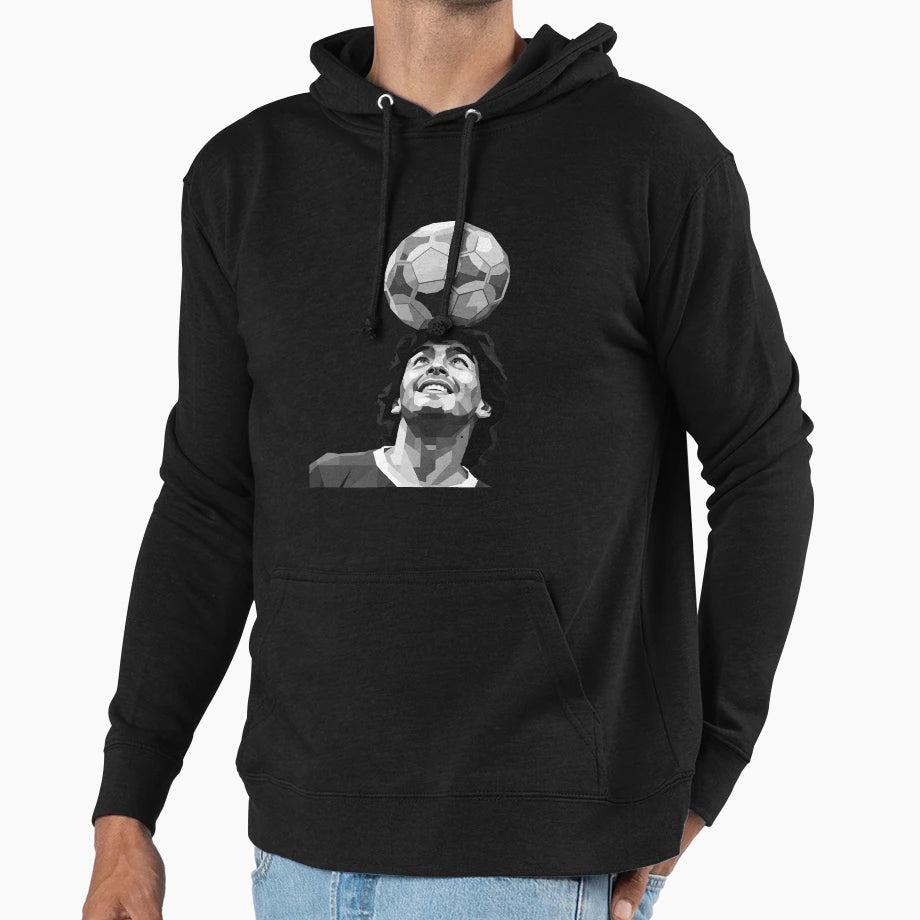 Maradona Grayscale Hoodie - Trendy Graphic Unisex - T-Shirt, Sweatshirt, Hoodie