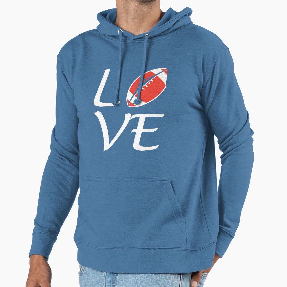 Love Football Hoodie - Trendy Graphic Unisex - T-Shirt, Sweatshirt, Hoodie