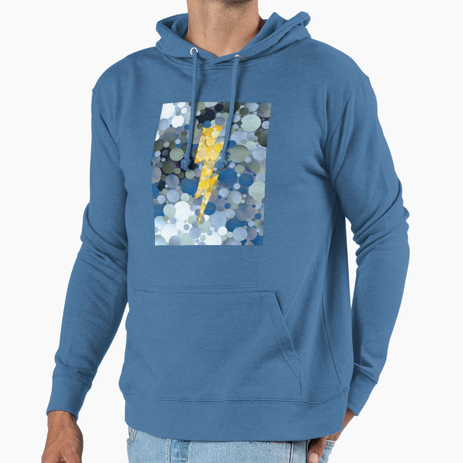 Stormy Sky Lightning Bolt Mosaic Art Hoodie - Novelty Apparel for Adults - T-Shirt, Sweatshirt, Hoodie