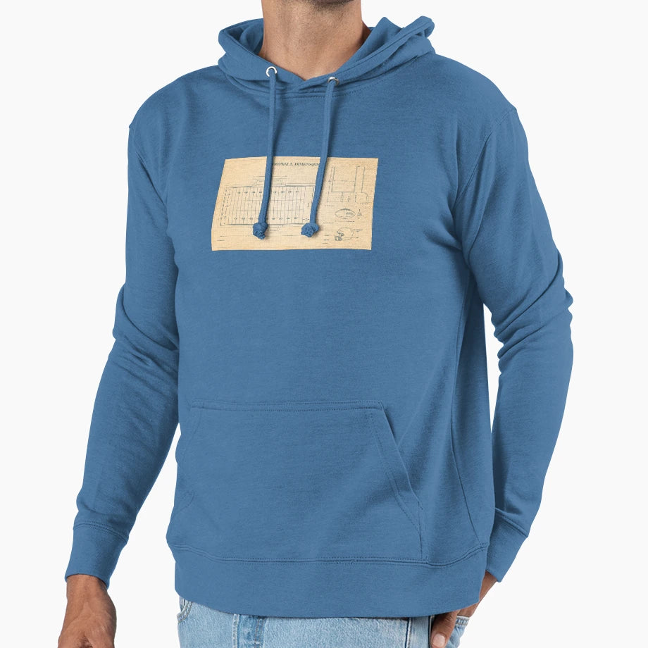 Football Dimensions Old Blue Grid English Hoodie - Minimalist Print Unisex - T-Shirt, Sweatshirt, Hoodie