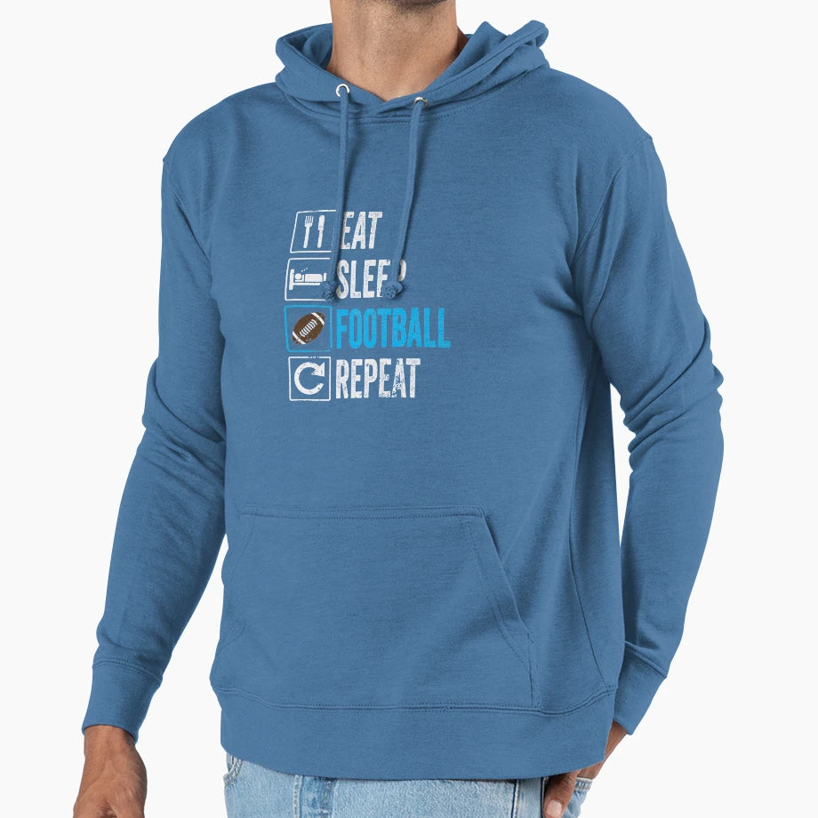 Eat Sleep Football Repeat Game Day T-Shirt - Streetwear Style Men Women - T-Shirt, Sweatshirt, Hoodie