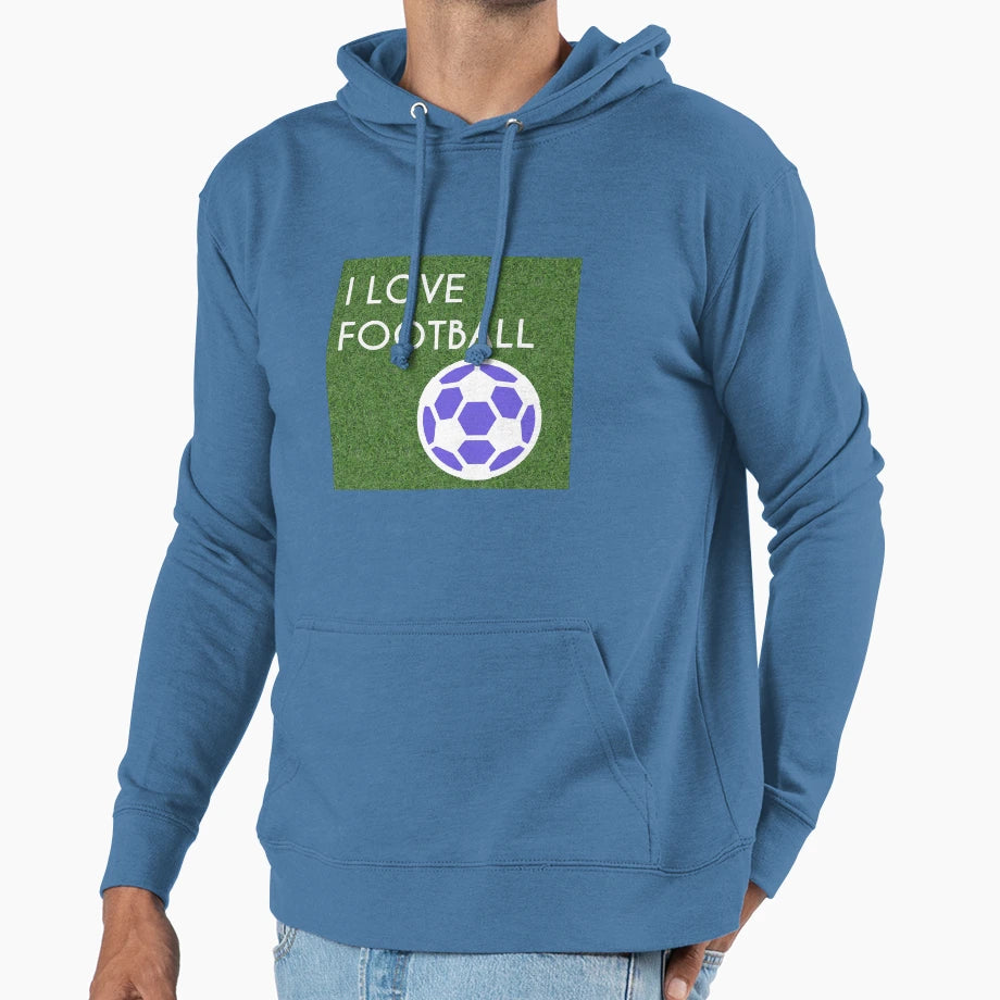 I Love Football Hoodie - Fun Novelty Design for Adults - T-Shirt, Sweatshirt, Hoodie