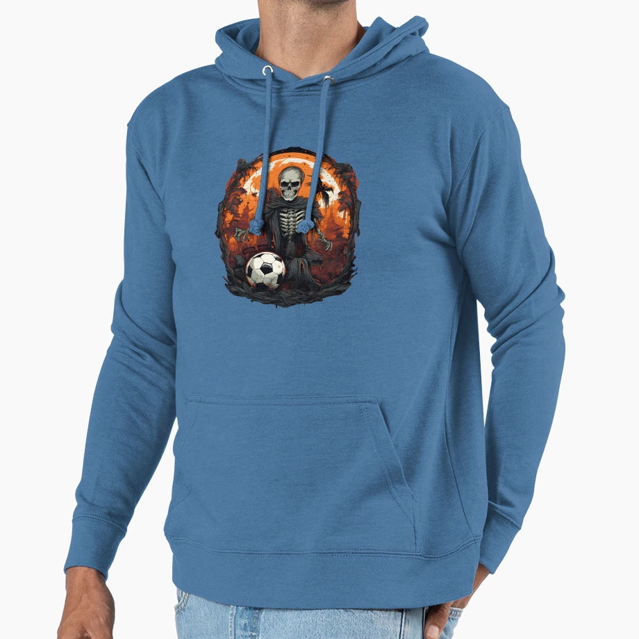 Skeleton Football Soccer Halloween Hoodie - Streetwear Style for Adults - T-Shirt, Sweatshirt, Hoodie