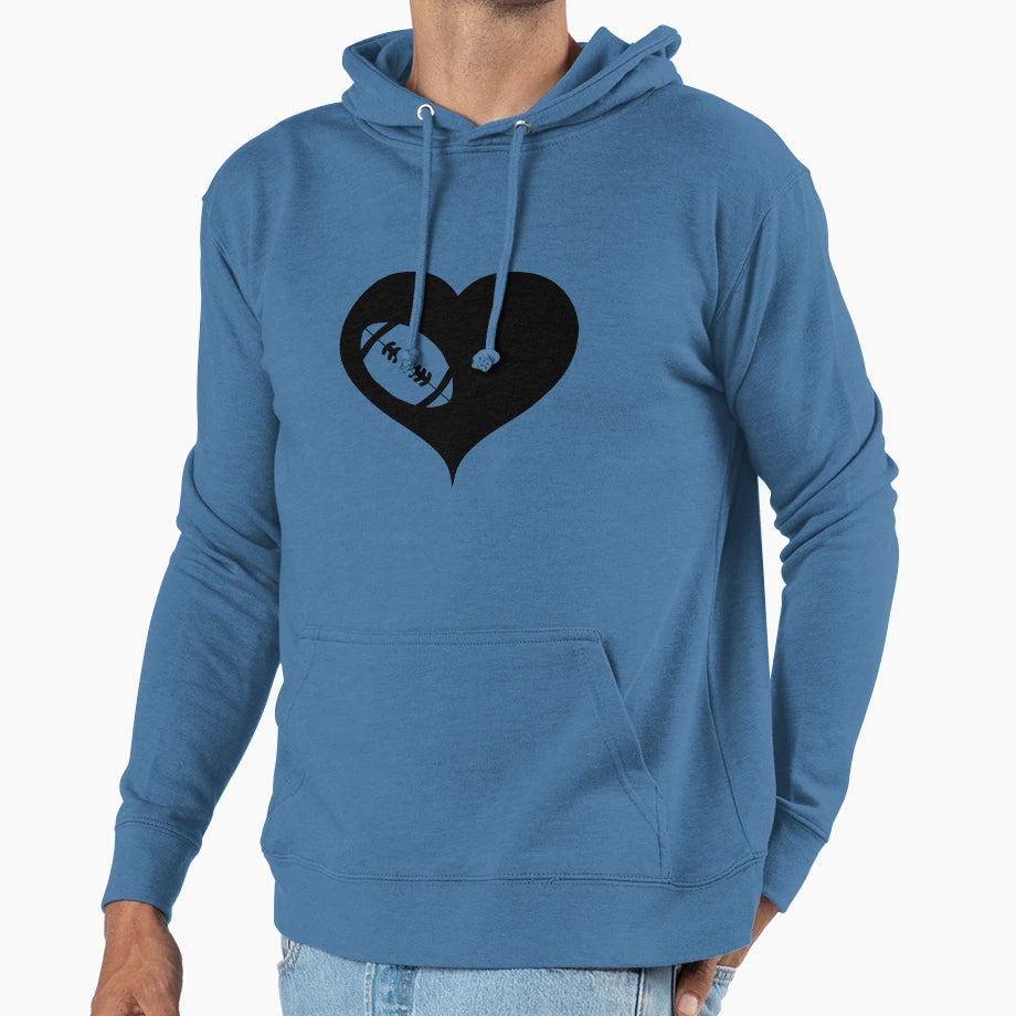 American Football Heart Hoodie - Streetwear Style for Adults - T-Shirt, Sweatshirt, Hoodie