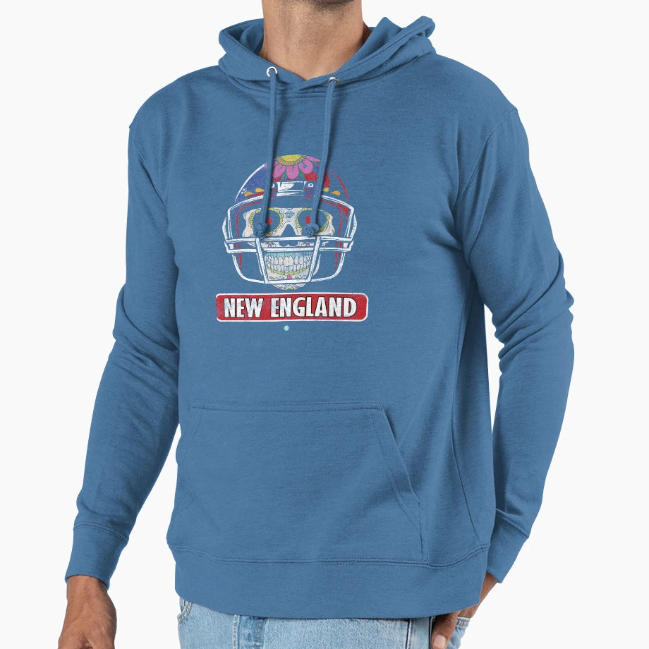 American Football New England Skull Hoodie - Novelty Apparel Men Women - T-Shirt, Sweatshirt, Hoodie
