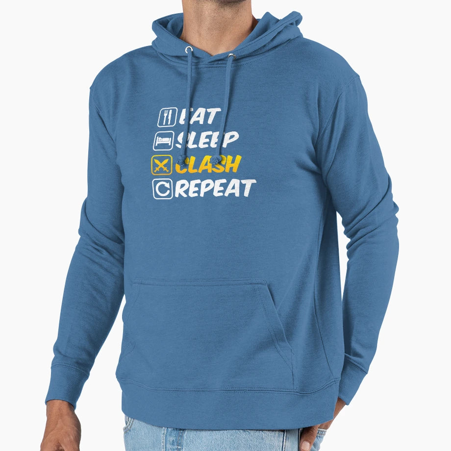 Eat Sleep Clash Repeat Mobile Gaming Hoodie - Novelty Apparel Men Women - T-Shirt, Sweatshirt, Hoodie