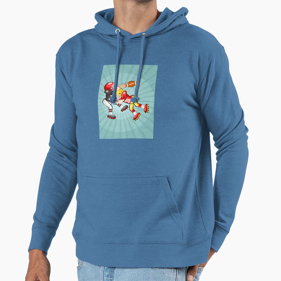 Football Player Receives Heavy Blow Hoodie - Aesthetic Graphic Men Women - T-Shirt, Sweatshirt, Hoodie