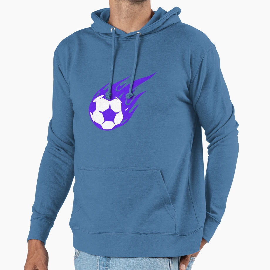 Football Purple Fireball Ball Football Hoodie - Minimalist Print Men Women - T-Shirt, Sweatshirt, Hoodie