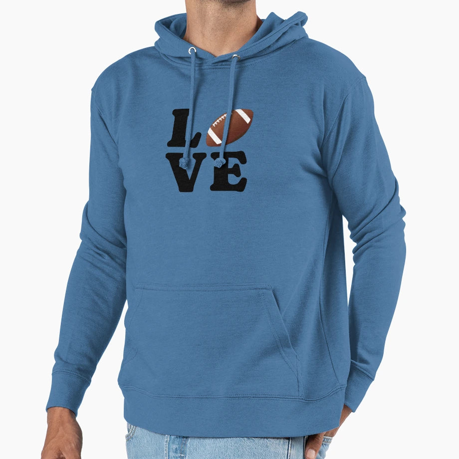 Love Football Hoodie - Graphic Print Unisex - T-Shirt, Sweatshirt, Hoodie