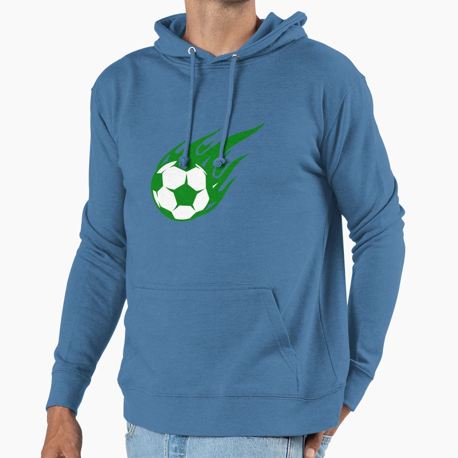 Football Green Fireball Ball Football Ball Hoodie - Graphic Print Unisex - T-Shirt, Sweatshirt, Hoodie