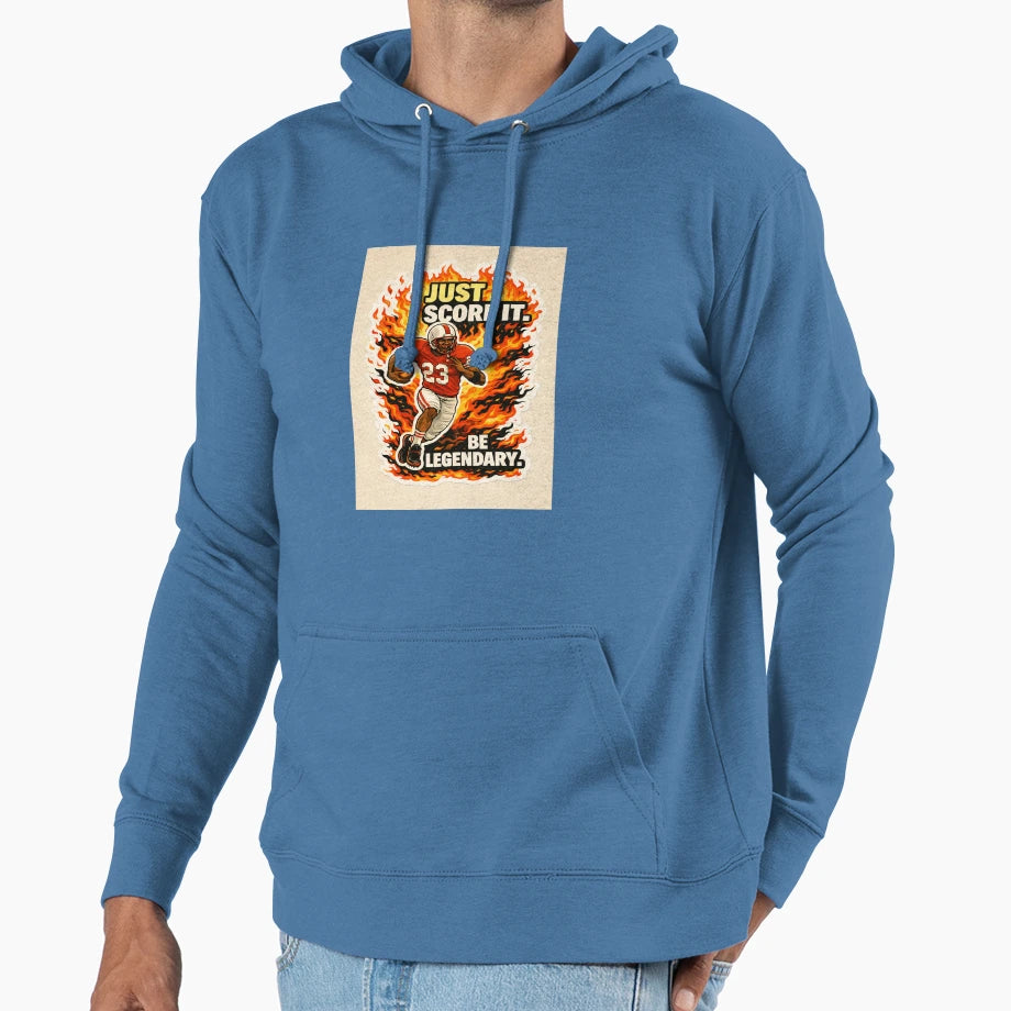 Be Legendary Football Flame Sports T-Shirt - Custom Art Print Unisex - T-Shirt, Sweatshirt, Hoodie